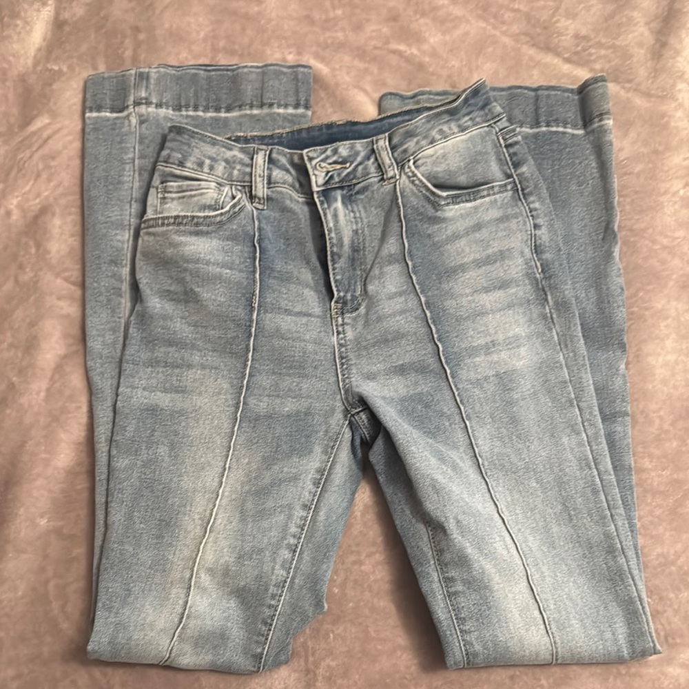 SHEIN Blue Flare Wide Leg Jeans